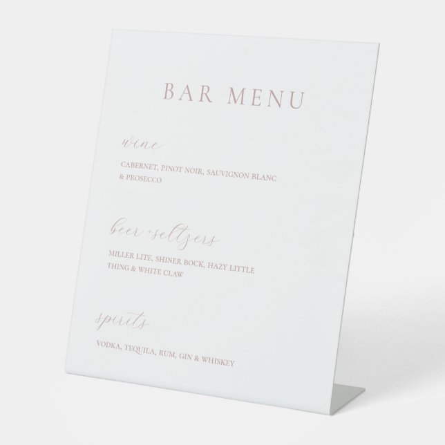 Einfaches Elegance-Bar-Menü Sockelschild (Vorderseite)