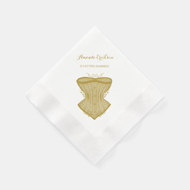 Einfaches Elegance Gold Corset Lingerie Brautparty Serviette (Ecke)