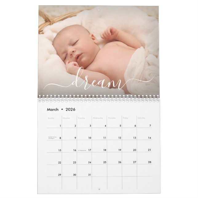 Einfaches Elegant Affirmations Family Foto Kalender (Mär 2026)
