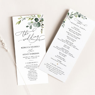 Einfaches Elegant Eukalyptus Greenerity Wedding Pr Menükarte