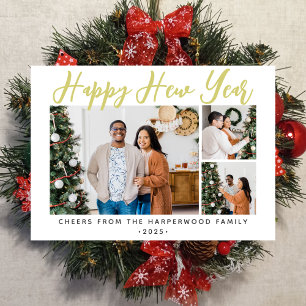 Einfaches Elegant Modernes Happy Neujahr Sechs Fot Feiertagskarte