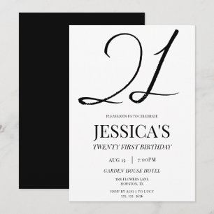Einfaches Elegant Unisex 21. Geburtstag Party Einladung