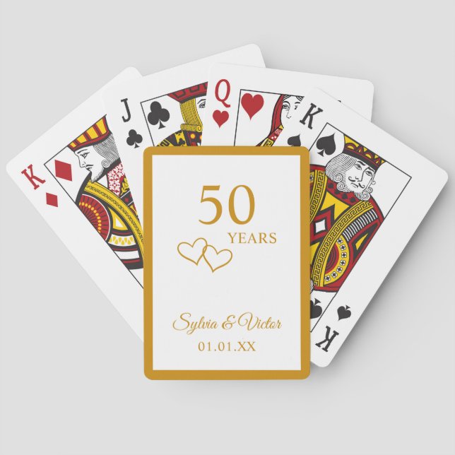 Einfaches elegantes 50-jähriges Gastgeschenk Spielkarten (Rückseite)