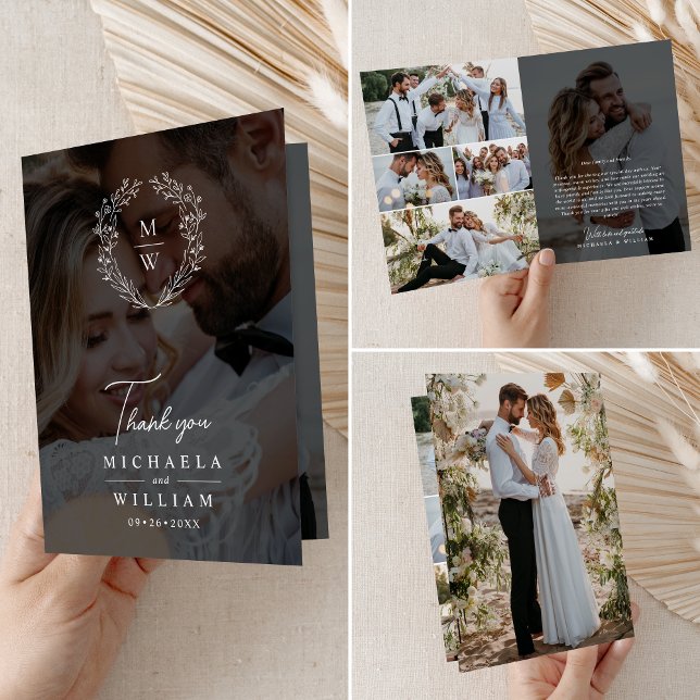 Einfaches elegantes 7-Foto-Texteüberlagern Dankeskarte (Von Creator hochgeladen)