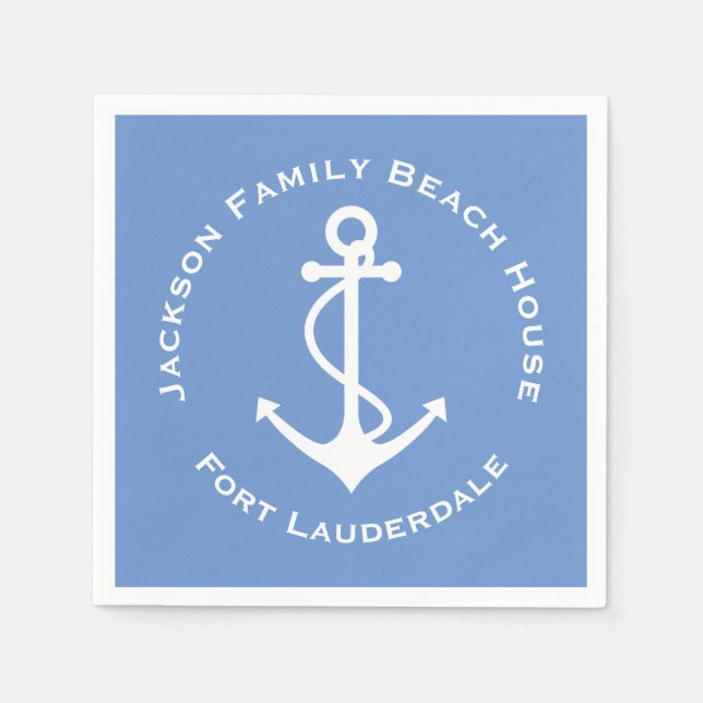 Einfaches elegantes Anchor Family Beach Party Serviette (Vorderseite)