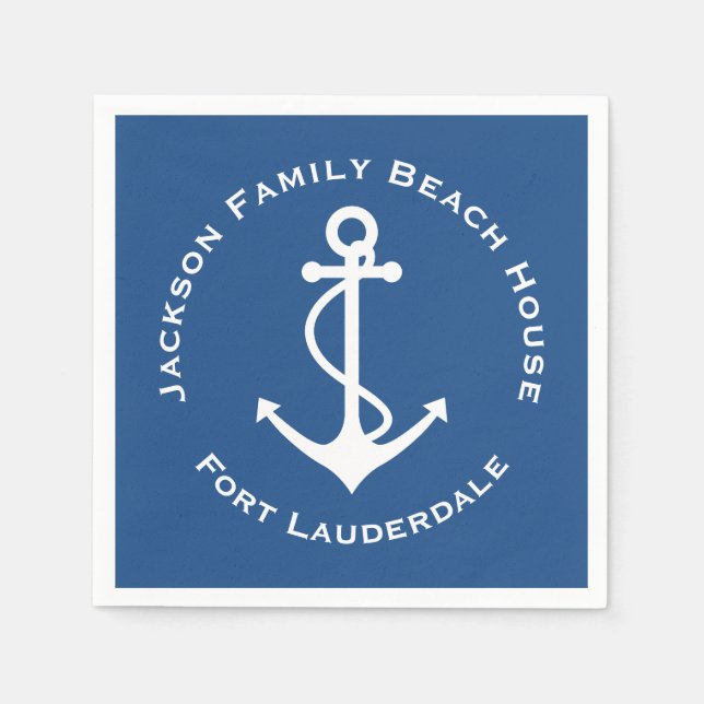 Einfaches elegantes Anchor Family Beach Party Serviette (Vorderseite)