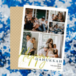 Einfaches elegantes Blue Happy Hanukkah Foto Colla Feiertagskarte<br><div class="desc">Einfaches elegantes Blue Happy Hanukkah Foto Collage</div>