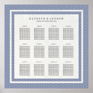 Einfaches elegantes Blue+White Seigaiha Seating Ch Poster