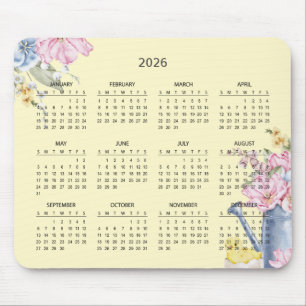 Einfaches Elegantes Botanisches 2026-Kalender   Ma Mousepad