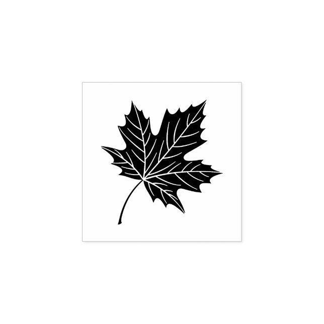 Einfaches elegantes Botanisches Ahornblatt | Motif Gummistempel (Prägung)