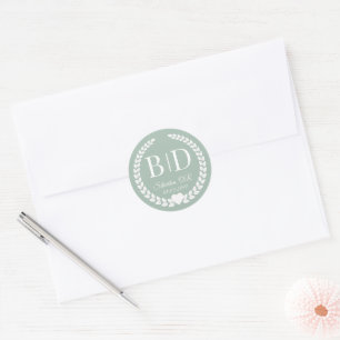 Einfaches elegantes Braut-und Bräutigam-Monogramm Runder Aufkleber