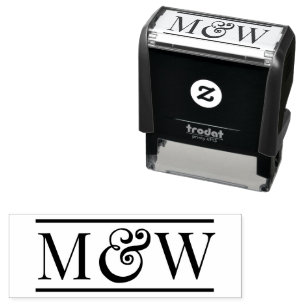 Einfaches elegantes Bride Groom Wedding 2 Init Mon Permastempel