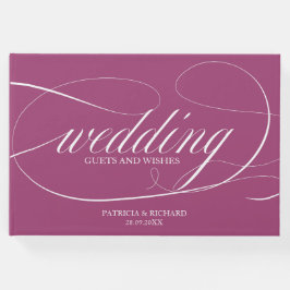 Einfaches elegantes Cassis Wedding Gästebuch