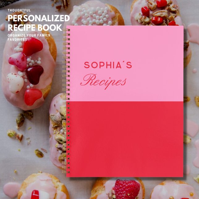Einfaches elegantes Colorblock Rosa und Rotes Reze Notizbuch (Von Creator hochgeladen)