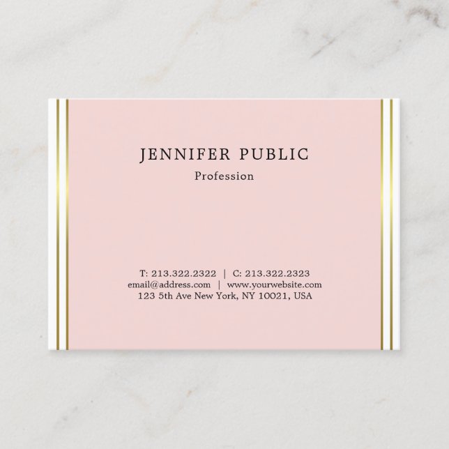 Einfaches elegantes Design Rosa Gold Trendy Schlic Visitenkarte (Vorderseite)