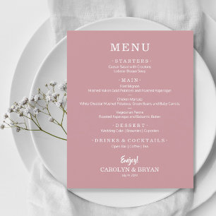 Einfaches, elegantes Dusty Rose Wedding Menu