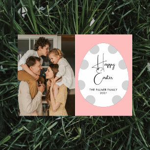 Einfaches Elegantes Ei Frohe Ostern Familienfoto Feiertagskarte