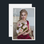 Einfaches elegantes Foto Bat Mitzvah Geburtstag Dankeskarte<br><div class="desc">Einfaches Elegantes Foto Bat Mitzvah Birthday Dankeschön-Karte mit dem eleganten Text "Danke" in weißer Kalligraphie-Skript auf der Vorderseite mit Ihrer personalisierten Botschaft auf der Rückseite. Personalisieren Sie den Text in den Textfeldern,  indem Sie ihn bearbeiten. Entworfen von ©Evco Studio www.zazzle.com/store/evcostudio</div>