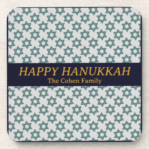Einfaches elegantes Foto der Hanukkah-Familie Getränkeuntersetzer