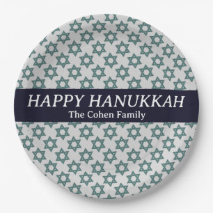 Einfaches elegantes Foto der Hanukkah-Familie Pappteller