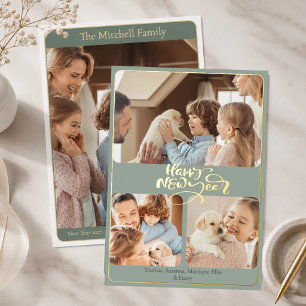 Einfaches Elegantes Foto Familie Frohes Neues Jahr Folien Feiertagskarte