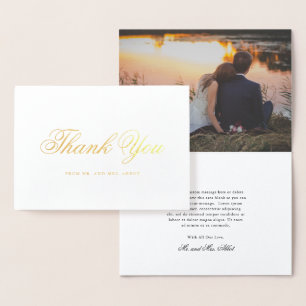 Einfaches elegantes Foto Hochzeit Danke Gold Folienkarte