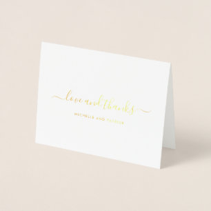 Einfaches elegantes Foto Hochzeit Danke Gold Folienkarte