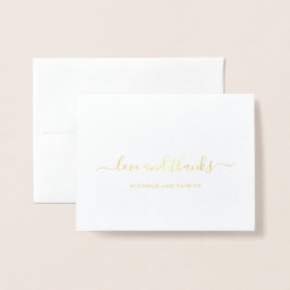 Einfaches elegantes Foto Hochzeit Danke Gold Folienkarte