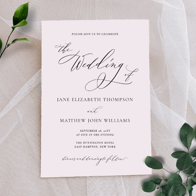 Einfaches elegantes Foto Hochzeit mit UAWG Einladung (This elegant  invitation includes room on the back for text and a photo)