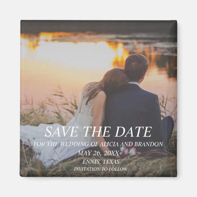 Einfaches elegantes Foto Hochzeit Moderne Weisheit Magnet (Vorne)
