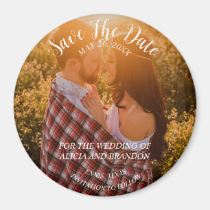 Einfaches elegantes Foto Hochzeit Modernes Rustika Magnet