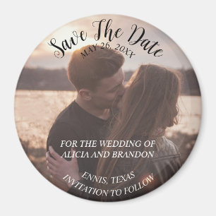 Einfaches elegantes Foto Hochzeit Modernes Rustika Magnet