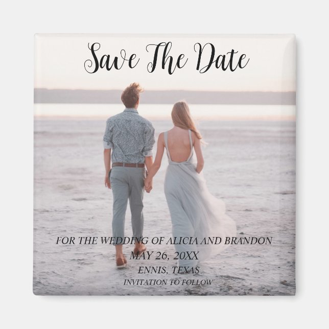 Einfaches elegantes Foto Hochzeit Modernes Whimsy  Magnet (Vorne)