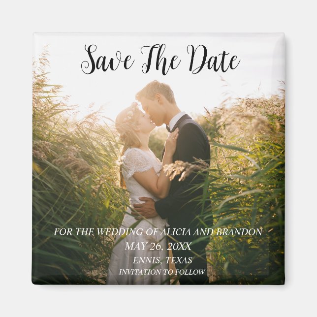 Einfaches elegantes Foto Hochzeit Modernes Whimsy  Magnet (Vorne)