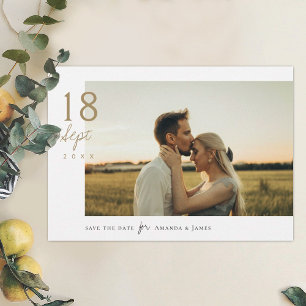 Einfaches elegantes Foto Hochzeit speichern Sie da Einladung