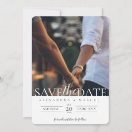 Einfaches elegantes Foto Hochzeit speichert das Da Einladung