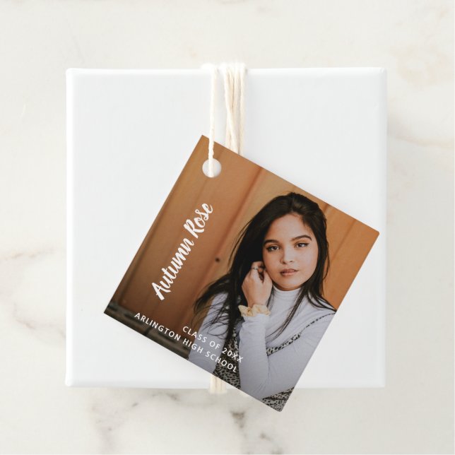 Einfaches elegantes Foto Moderner Abschluss Geschenkanhänger (Beispiel)