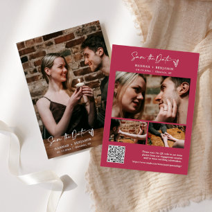 Einfaches elegantes Foto Viva Magenta QR Code Save The Date