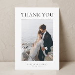 Einfaches elegantes Foto W Note Wedding Dankeskarte<br><div class="desc">Eine einfache Schwarz-Weiß Hochzeit danke Karte.</div>