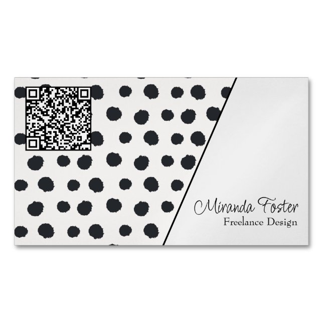 Einfaches elegantes, gepunktetes QR Code Business  Magnetische Visitenkarte (Vorderseite)
