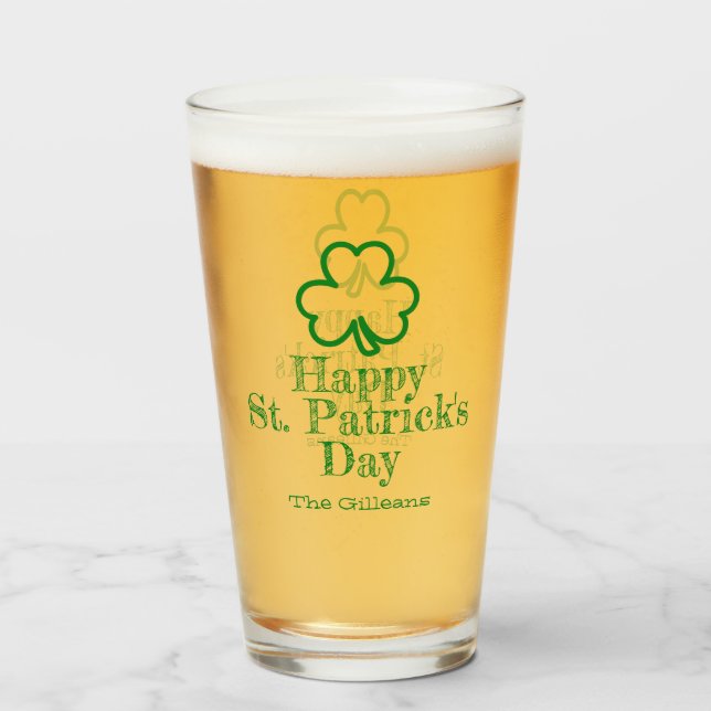 Einfaches Elegantes Glück Kleeblatt St Patricks Da Glas (Vorne (Gefüllt))