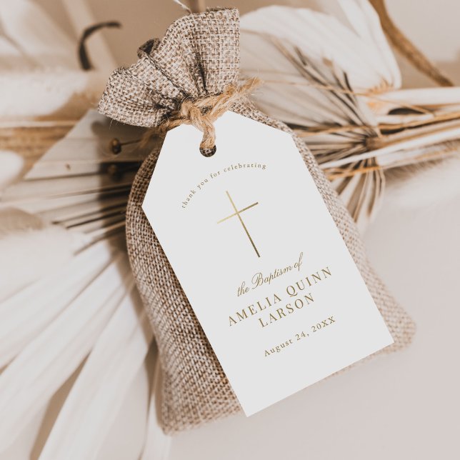 Einfaches elegantes Gold Cross Taufen Christening Geschenkanhänger (Von Creator hochgeladen)