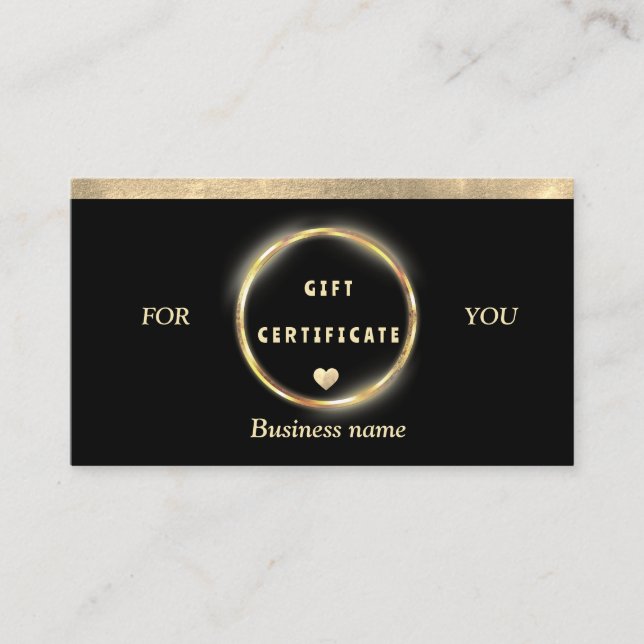 Einfaches Elegantes Gold Foil Herzstück Visitenkarte (Vorderseite)
