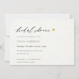 EINFACHES ELEGANTES GOLD KRAFT TYPOGRAPHY-BRAUTPAR EINLADUNG
