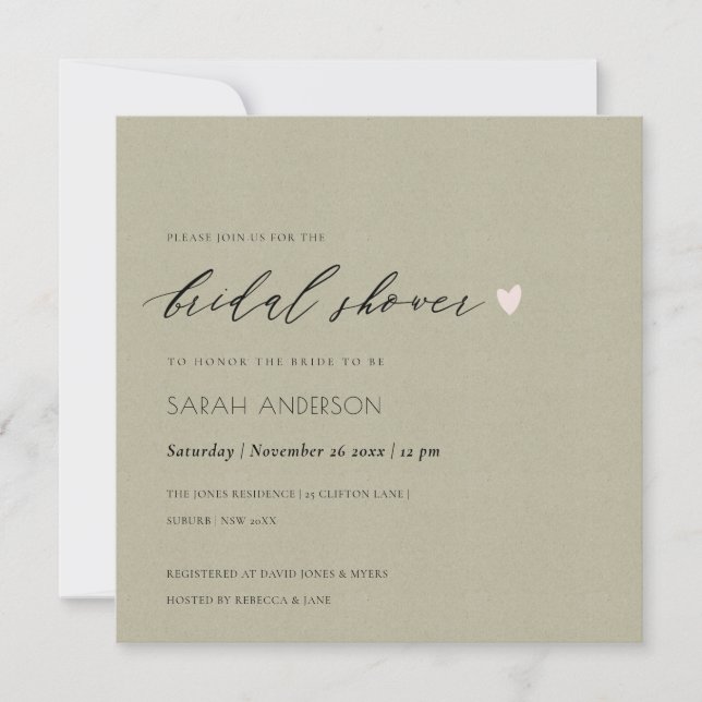 EINFACHES ELEGANTES GOLD KRAFT TYPOGRAPHY-Brautpar Einladung (Vorderseite)