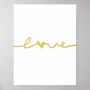 Einfaches elegantes Gold Liebe Script Poster
