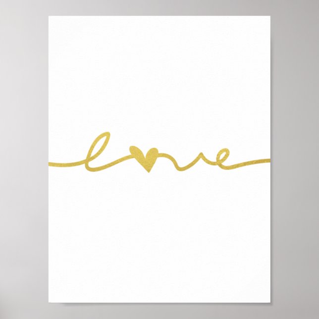 Einfaches elegantes Gold Liebe Script Poster (Vorne)