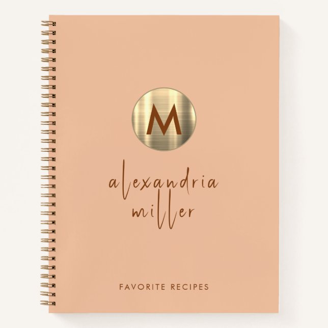 Einfaches elegantes Gold Monogram Rezept Buch (Vorderseite)