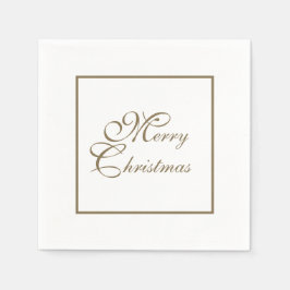 Einfaches elegantes Gold Script Weißes Weihnachtsb Serviette