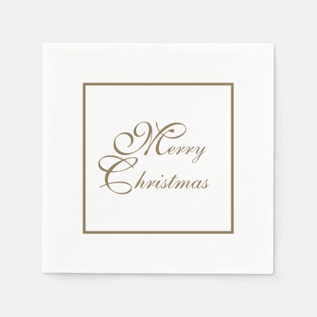 Einfaches elegantes Gold Script Weißes Weihnachtsb Serviette (Vorderseite)